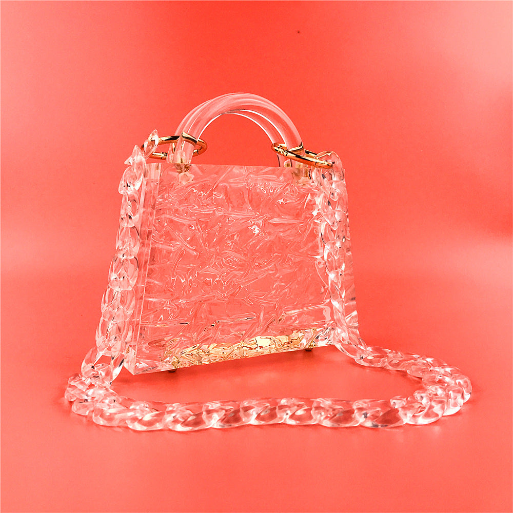 Clear Acrylic Crushed-Ice Top-Handle Handbag — Party & Festival