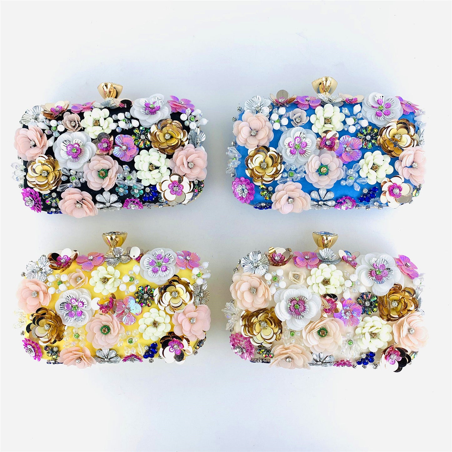 Floral Embellished Box Clutch