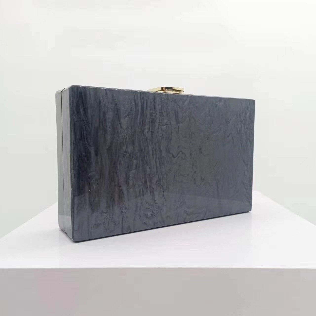 Blue Pearlescent Acrylic Box Clutch