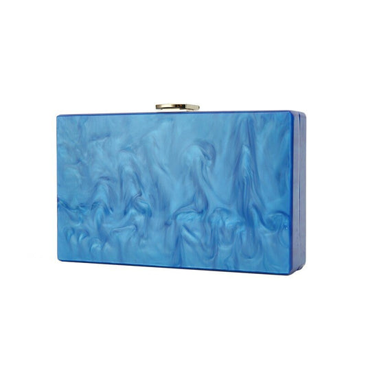 Blue Pearlescent Acrylic Box Clutch