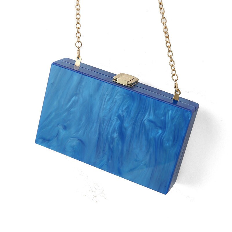 Blue Pearlescent Acrylic Box Clutch