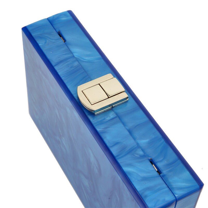 Blue Pearlescent Acrylic Box Clutch