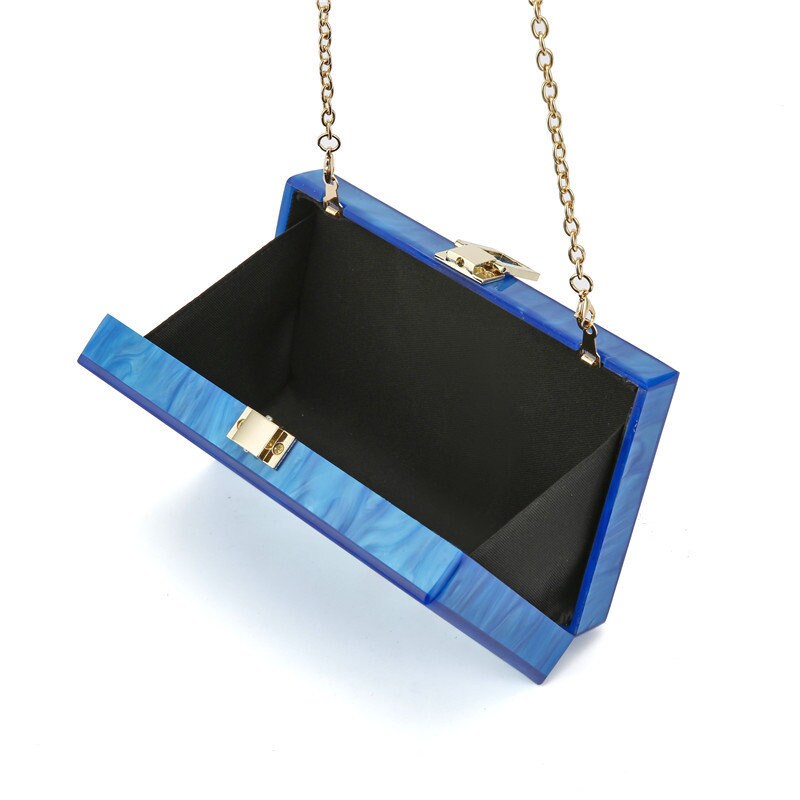 Blue Pearlescent Acrylic Box Clutch