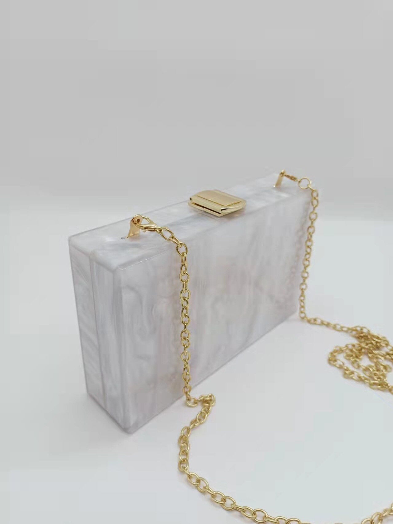 Blue Pearlescent Acrylic Box Clutch
