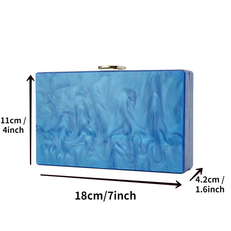 Blue Pearlescent Acrylic Box Clutch